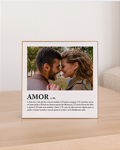 Quadro de mesa personalizado com foto significado amor 20x20cm