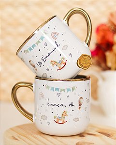 Caneca nobelle gold personalizada cavalinhos azul 400mL