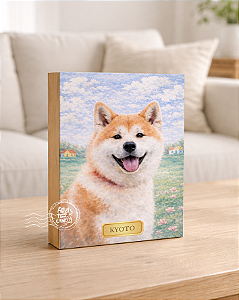 Quadro de mesa meu pet akita personalizado com nome 15x20cm