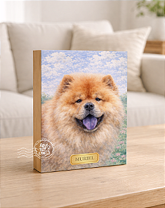 Quadro de mesa meu pet cachorro chow chow personalizado com nome 15x20cm
