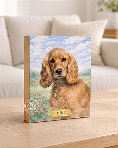 Quadro de mesa meu pet cachorro cocker spaniel personalizado com nome 15x20cm