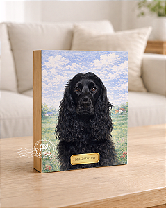 Quadro de mesa meu pet cachorro cocker spaniel preto personalizado com nome 15x20cm