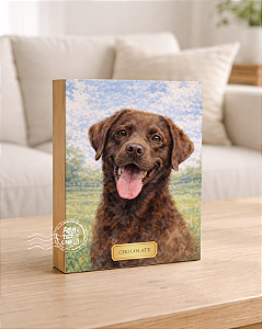 Quadro de mesa meu pet cachorro labrador marrom personalizado com nome 15x20cm