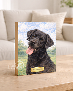 Quadro de mesa meu pet cachorro labrador preto 1 personalizado com nome 15x20cm