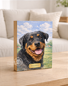 Quadro de mesa meu pet cachorro rottweiler personalizado com nome 15x20cm