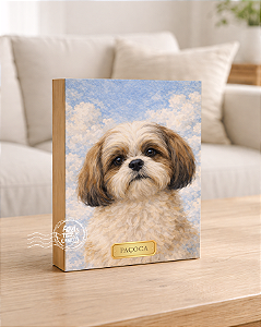 Quadro de mesa meu pet cachorro shih tzu 2 personalizado com nome 15x20cm