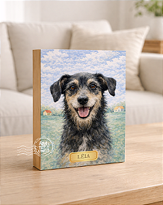 Quadro de mesa meu pet srd vira-lata preto 1 personalizado com nome 15x20cm