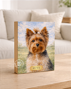 Quadro de mesa meu pet yorkshire 1 personalizado com nome 15x20cm