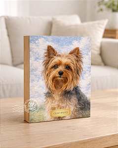 Quadro de mesa meu pet yorkshire 2 personalizado com nome 15x20cm