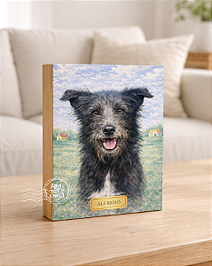 Quadro de mesa meu pet srd vira-lata preto 3 personalizado com nome 15x20cm