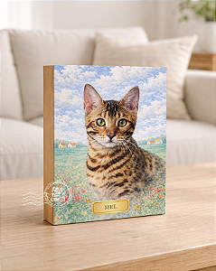 Quadro de mesa meu pet gato tigrado 1 personalizado com nome 15x20cm