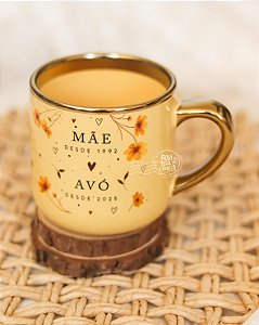 Caneca nobelle gold amarela personalizada mãe e avó 400mL