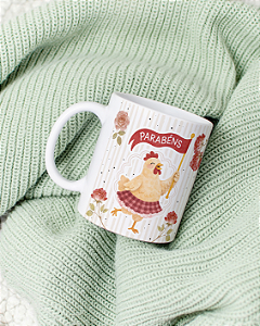 Caneca parabéns galinha personalizada