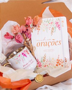 Kit devocional moleskine minhas orações + caneca nobelle jardim rosé