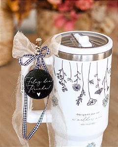 Copo térmico tumbler flores minalistas 1,2L