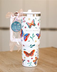 Copo térmico tumbler borboletas coloridas 1,2L