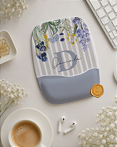 Mousepad ergonômico personalizado floral meu jardim azul