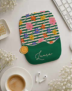 Mousepad ergonômico personalizado floral verde