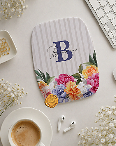 Mousepad ergonômico personalizado meu jardim flores lilás