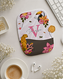 Mousepad ergonômico personalizado tropical rosa