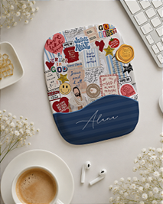 Mousepad ergonômico personalizado Jesus sticker azul