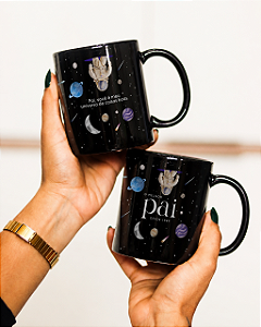Caneca cerâmica preta o melhor pai do universo 325mL