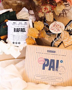 Kit caneca rótulo + caixa de mdf personalizada + café dripp coffee