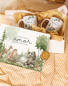 Kit bosque caneca + caixa MDF com tampa personalizada