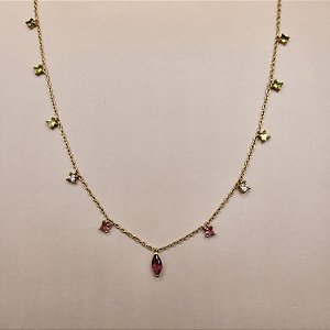 COLAR ZIRCÔNIAS RAINBOW PENDURADAS