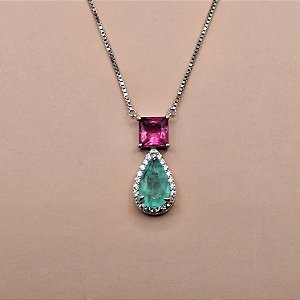 COLAR GOTA VERDE E SQUARE PINK