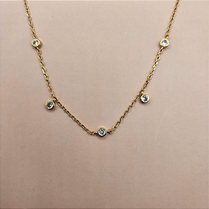 COLAR TIFFANY ZIRCÔNIAS DOURADO