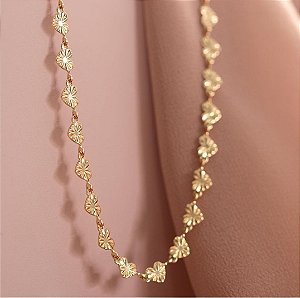 Chocker Coração Riscado banhado a ouro 18 K
