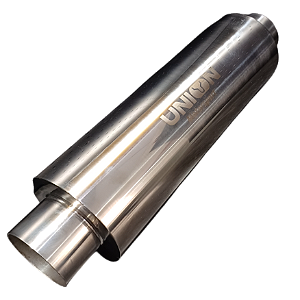 Abafador universal 4" com entrada de 2.5" e saída de 2" FULL INOX - UNION