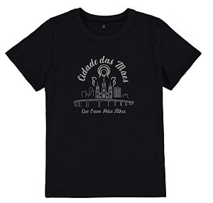 CAMISETA INFANTIL PRETA CIDADE DAS MÃES