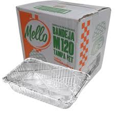 Bandeja Alumínio M120 Pet com tampa plástica c/50 un
