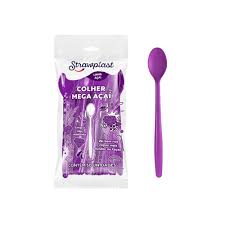 Colher Strawplast Longa Açaí c/50 un