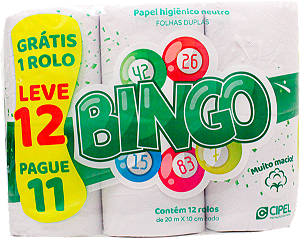 Papel higiênico bingo pct c/12 rolos