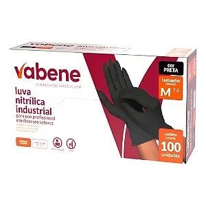 LUVA NITRILICA INDUSTRIAL TAMANHO M VABENE 100 UN