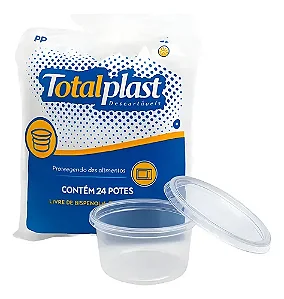 KIT COM 24 POTE E TAMPA REDONDO 1L TOTALPLAST