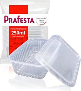 POTE RETANGULAR 250ML PRA FESTA 24UN