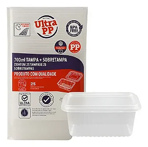 KIT POTE RETANGULAR 700ML ULTRA PP 25UN