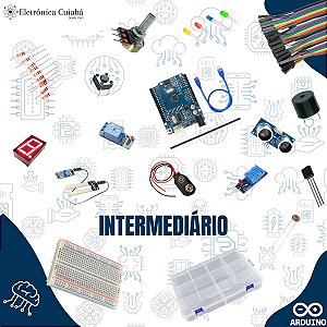 Kit Arduino Uno e Sensores Intermediário com caixa e apostila em PDF com projetos