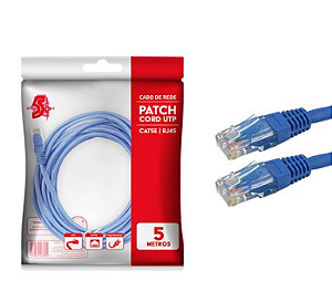 Cabo Patch Info - Patch Cord CAT5E UTP Azul 5 metros