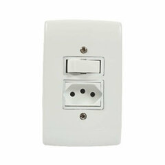 Interruptor 1 Simples 10A com Tomada + Espelho 4x2 Enerbras - 109-ESN