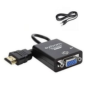 Conversor HDMI Macho para VGA Fêmea + Áudio 15cm Exbom - CC-HV100 - CC-HV100 - 1279