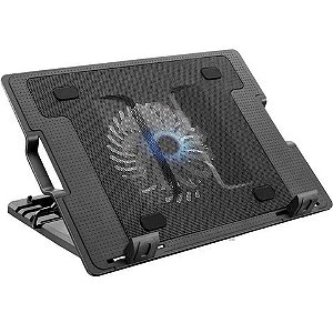 Base para Notebook até 17 Polegadas Preto Ergonômico com Led Azul 1 Cooler + 2 Porta USB Multilaser - AC166 - AC166
