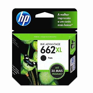 Cartucho de Tinta HP 662XL Preto Original - CZ105AB - 360 páginas para 1516, 2516, 2546, 2646, 3516, 3546, 4646 - CZ105AB