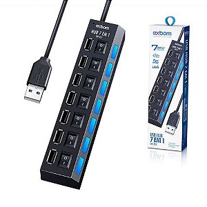 Hub USB 2.0 7 Portas Chaveada Preto - Exbom - 1949 - 1949