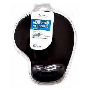 Mouse Pad Gel com Apoio de Punho Preto 23x19x1,7cm Exbom - MP-AU2319A 2557 - Vendido Unitário - MP-AU2319A - 2557