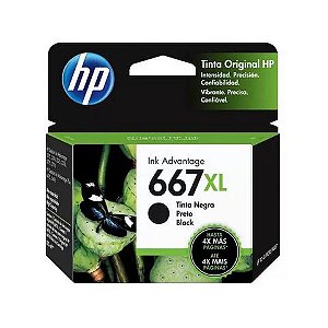 Cartucho de Tinta HP 667XL Preto Original - 3YM81AL - 330 páginas para 1275, 2374, 2375, 2376, 2775, 2776, 6475, 6476 - 3YM81AL